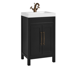 Milano Aston - Black Grey 500mm Traditional Vanity Unit with Basin and Brushed Copper Classic T-Bar Handles