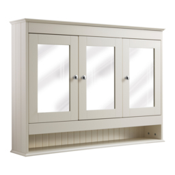 Milano Thornton - Antique White Traditional Mirrored Cabinet - 1050mm x 750mm - Chrome Classic Round Handles