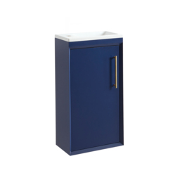 400mm Wall Hung Navy Vanity Unit with Inset Basin & Gold Bar Handle - thumbnail 5