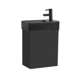 Milano Lurus - Black Grey 400mm Wall Hung Modern Cloakroom Vanity Unit with Black Basin and Black Finger Pull Handle - thumbnail 4