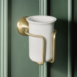Milano Elizabeth - Traditional Wall Hung Tumbler with Holder - Brushed Brass