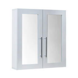 600mm White Mirrored Cabinet with Chrome Bar Handles - Milano Lurus - thumbnail 4