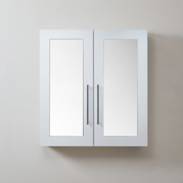 600mm White Mirrored Cabinet with Chrome Bar Handles - Milano Lurus - thumbnail 1