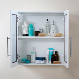 600mm White Mirrored Cabinet with Chrome Bar Handles - Milano Lurus - thumbnail 3