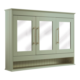 Milano Thornton - Pastel Green Traditional Mirrored Cabinet - 1050mm x 750mm - Brushed Brass Classic T-Bar Handles