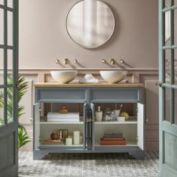 Milano Thornton - Black Grey 1210mm Traditional Vanity Unit with Classic Round Brushed Copper Handles - thumbnail 5