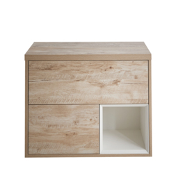 Light Oak 800mm Wall Hung Open Shelf Vanity Unit With LED Light Milano Bexley - thumbnail 5