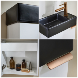 Milano Lurus - White 400mm Compact Wall Hung Cloakroom Vanity Unit and Basin - with Chrome Finger Pull Handle - thumbnail 8