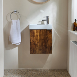 Milano Lurus - White 400mm Compact Wall Hung Cloakroom Vanity Unit and Basin - with Chrome Finger Pull Handle - thumbnail 5