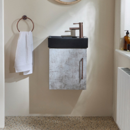 Milano Lurus - White 400mm Compact Wall Hung Cloakroom Vanity Unit and Basin - with Chrome Finger Pull Handle - thumbnail 6