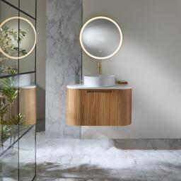 Milano Chalton - Black Grey 800mm Curved Wall Hung Fluted Vanity Unit - thumbnail 6
