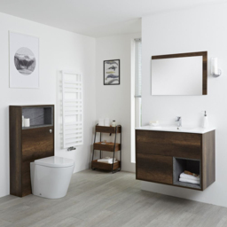 Milano Bexley - 800mm Dark Oak Vanity Unit with Basin and WC Unit with Back To Wall Pan - No LED