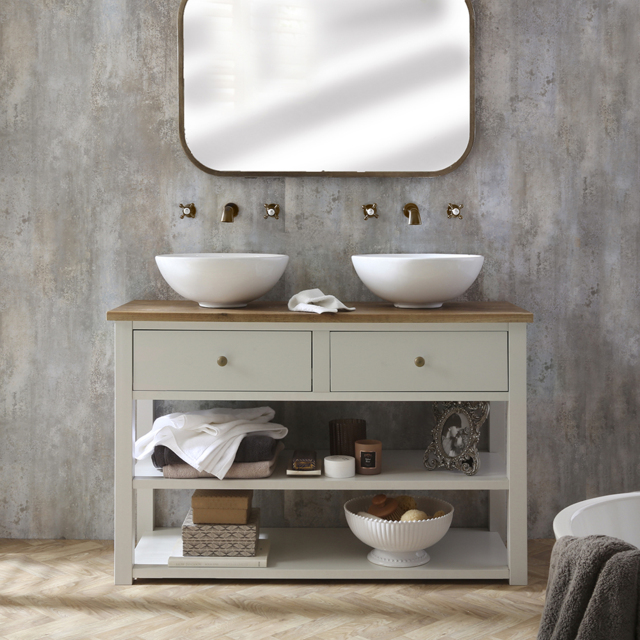 Milano Henley - Antique White 1215mm Vanity Unit - with Round Countertop Basin and Classic Round Aged Gold Handles