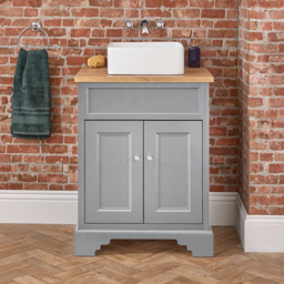 Milano Thornton - Light Grey 645mm Traditional Vanity Unit with Square Basin and Chrome Handles