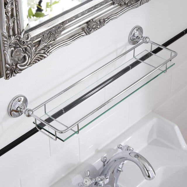 Milano Elizabeth - Traditional Glass Bathroom Shelf with Chrome Frame