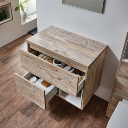 Light Oak 800mm Wall Hung Open Shelf Vanity Unit Milano Bexley - thumbnail 3