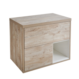 Light Oak 800mm Wall Hung Open Shelf Vanity Unit Milano Bexley - thumbnail 5