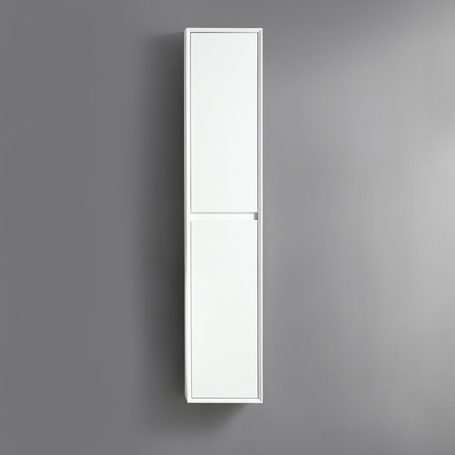 Milano Bromley - Fluted White Waterproof 1500mm Tall Wall Hung Bathroom Storage Cabinet