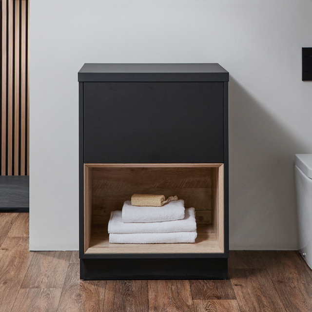 Milano Bexley - Black Grey 600mm Open Shelf Vanity Unit