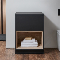 Milano Bexley - Black Grey 600mm Open Shelf Vanity Unit