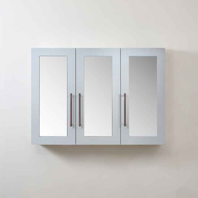 Milano Lurus - Gloss White Modern Mirrored Cabinet - 900mm x 650mm - Aged Bronze T-Bar Handles