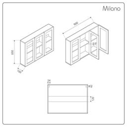 Milano Lurus - 900mm Mirrored Cabinet in White with Bronze Handles - thumbnail 7