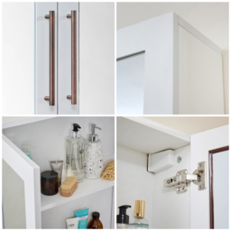 Milano Lurus - 900mm Mirrored Cabinet in White with Bronze Handles - thumbnail 5