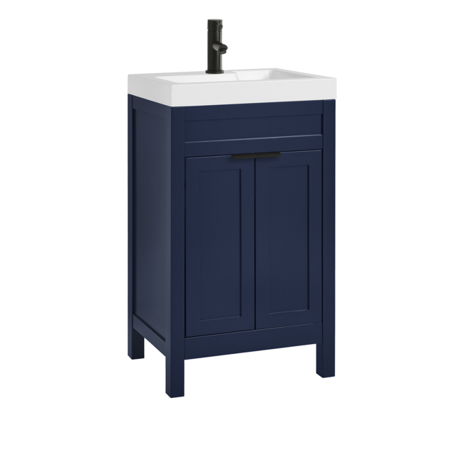 Milano Aston - Navy 500mm Traditional Vanity Unit with Basin and Black Modern Finger Pull Handles