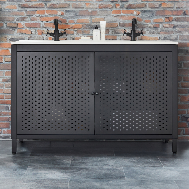 Milano Beswick - Black Metal 1210mm Vanity Unit with Double Basin