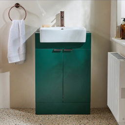 Milano Lurus - Dark Green 550mm Modern Vanity Unit with Basin and Aged Bronze Finger Pull Handles
