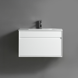 Milano Bromley - Fluted White 810mm Waterproof Wall Hung Modern Vanity Unit with Basin