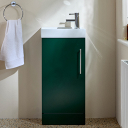 Milano Lurus - Dark Green 400mm Modern Cloakroom Vanity Unit with Basin and Chrome T-Bar Handle