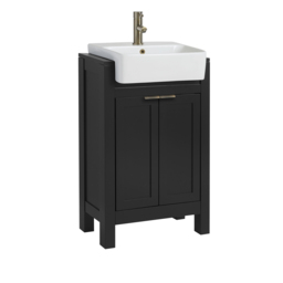 Milano Aston - Black Grey 550mm Traditional Vanity Unit with Basin and Aged Gold Modern Finger Pull Handles