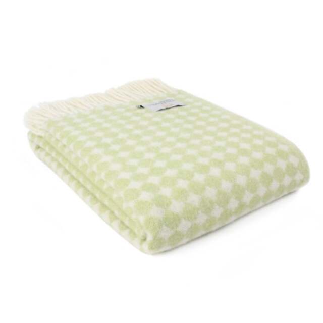 Tweedmill Textiles Pure New Wool Reversible Jacquard Spot - Apple Green - 200cm x 130cm - image 1