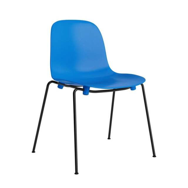 Normann Copenhagen Form Chair - Stacking - Bright Blue - Black Steel Legs Shell Colour: Bright Blue - image 1