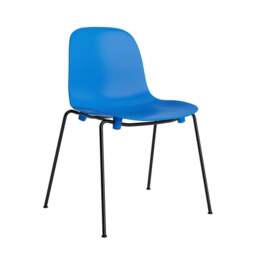 Normann Copenhagen Form Chair - Stacking - Bright Blue - Black Steel Legs Shell Colour: Bright Blue - thumbnail 1