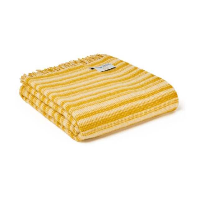 Tweedmill Textiles Pure New Wool Aber Stripe Throw - Yellow - image 1