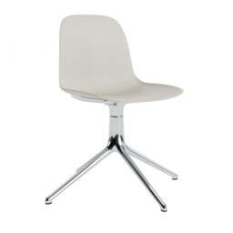 Normann Copenhagen Form Chair Swivel - 4 Leg - Light Grey - Aluminium Legs Shell Colour: Light Grey, Leg Colour: Aluminium