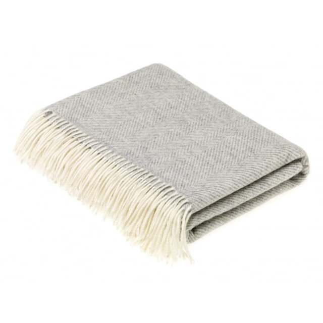 Bronte By Moon Merino Lambswool Herringbone Throw - Grey