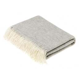 Bronte By Moon Merino Lambswool Herringbone Throw - Grey