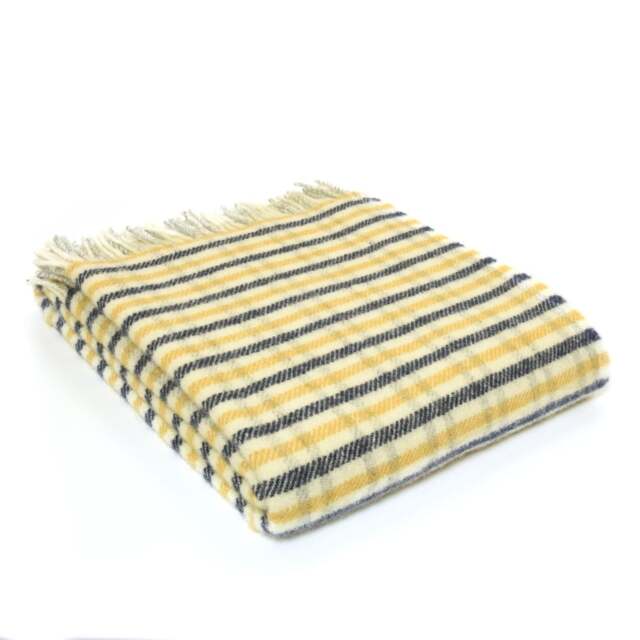 Tweedmill Textiles Pure New Wool Gun Club Throw - Navy/Yellow