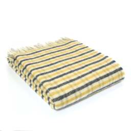 Tweedmill Textiles Pure New Wool Gun Club Throw - Navy/Yellow