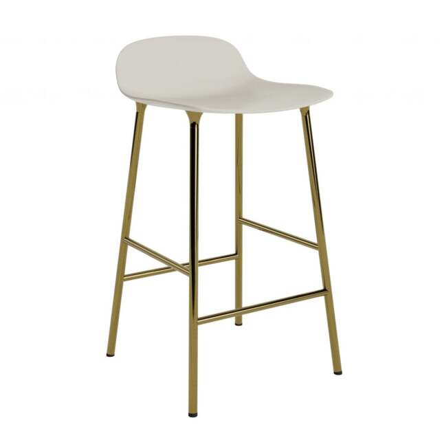 Normann Copenhagen Form Barstool - 65cm - Light Grey - Brass Legs Shell Colour: Light Grey, Leg Colour: Brass - image 1