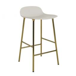 Normann Copenhagen Form Barstool - 65cm - Light Grey - Brass Legs Shell Colour: Light Grey, Leg Colour: Brass - thumbnail 1