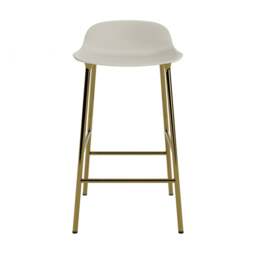 Normann Copenhagen Form Barstool - 65cm - Light Grey - Brass Legs Shell Colour: Light Grey, Leg Colour: Brass - thumbnail 2