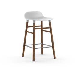 Normann Copenhagen Form Barstool - Wood - 65cm - White - Walnut Legs Shell Colour: White, Leg Colour: Walnut - thumbnail 1