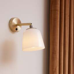 Halo Design Room 49 Wall Light - Opal Glass Shade - Antique Brass - thumbnail 2