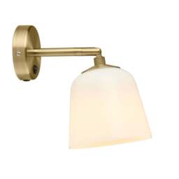 Halo Design Room 49 Wall Light - Opal Glass Shade - Antique Brass