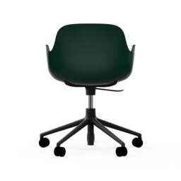 Normann Copenhagen Form Armchair Swivel - 5 Wheel - Gas Lift - Green - Black Legs Shell Colour: Green, Leg Colour: Black - thumbnail 4