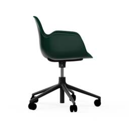 Normann Copenhagen Form Armchair Swivel - 5 Wheel - Gas Lift - Green - Black Legs Shell Colour: Green, Leg Colour: Black - thumbnail 3